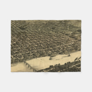 Vintage Pictorial Map of Little Rock (1887) Fleece Blanket