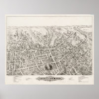 Vintage Pictorial Map of Marlborough MA (1878)