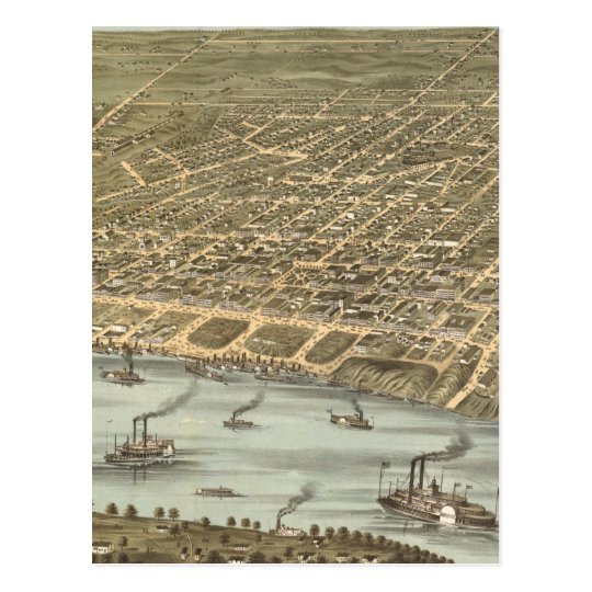 Vintage Pictorial Map of Memphis Tennessee (1870) Postcard
