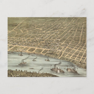 Vintage Pictorial Map of Memphis Tennessee (1870) Postcard