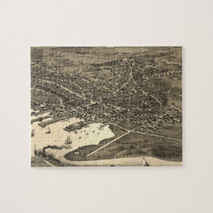 Vintage Pictorial Map of Nantucket (1881) Jigsaw Puzzle
