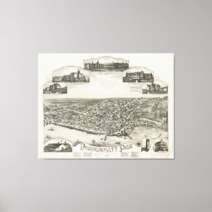 Vintage Pictorial Map of Narragansett RI (1888) Canvas Print