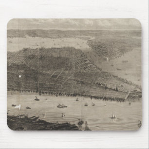 Vintage Pictorial Map of New York City (1876) Mouse Pad