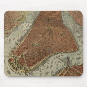 Vintage Pictorial Map of New York City (1879) 2 Mouse Pad
