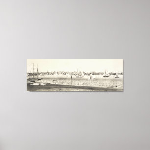 Vintage Pictorial Map of Newport RI (1860) Canvas Print