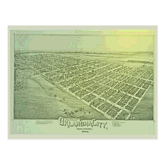 Vintage Pictorial Map of Oklahoma City in 1890 Postcard
