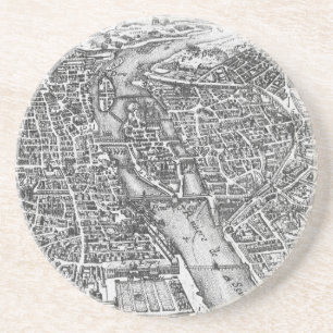 Vintage Pictorial Map of Paris (17th Century) Coaster