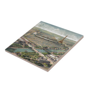 Vintage Pictorial Map of Paris (1900) Tile