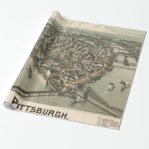 Vintage Pictorial Map of Pittsburgh (1902) Wrapping Paper
