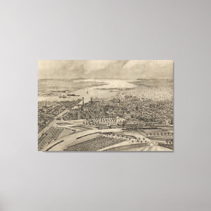 Vintage Pictorial Map of Providence RI (1896) Canvas Print