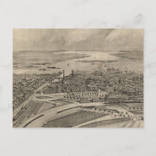 Vintage Pictorial Map of Providence RI (1896) Postcard