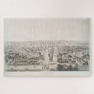 Vintage Pictorial Map of Rochester NY (1854) Jigsaw Puzzle