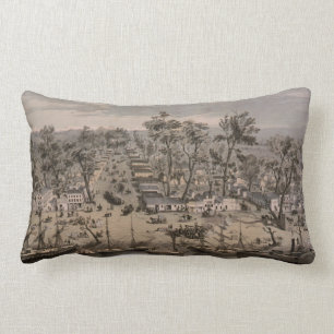 Vintage Pictorial Map of Sacramento (1850) Lumbar Pillow