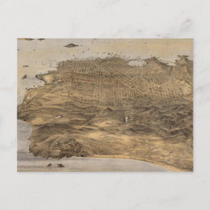 Vintage Pictorial Map of San Francisco (1868) Postcard