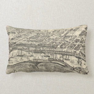 Vintage Pictorial Map of San Pedro (1902) Lumbar Pillow