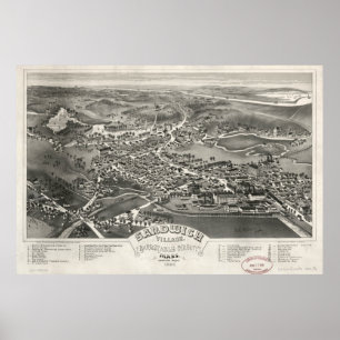Vintage Pictorial Map of Sandwich MA (1884) Poster