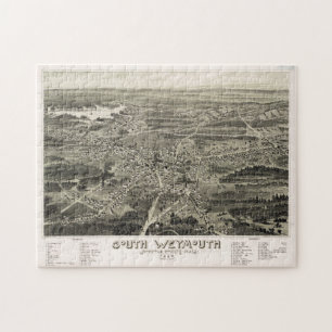 Vintage Pictorial Map of South Weymouth MA (1885) Jigsaw Puzzle