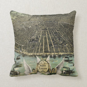 Vintage Pictorial Map of St. Louis (1896) Throw Pillow