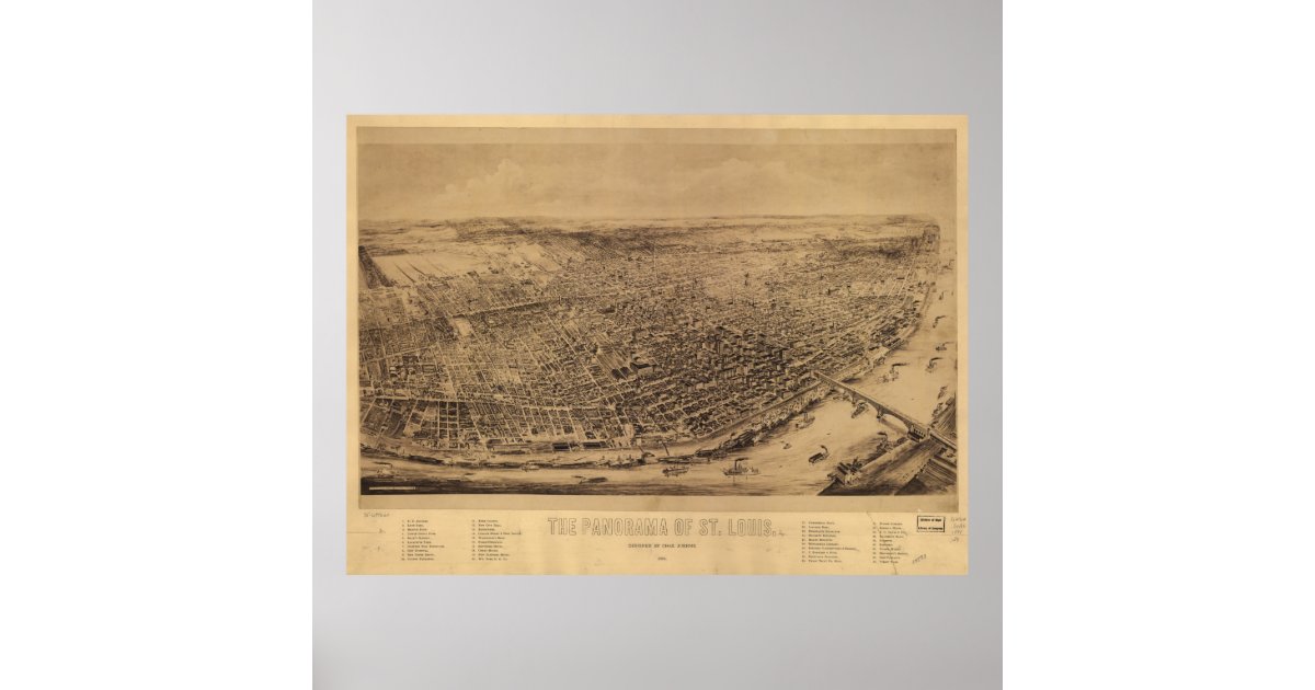 Vintage Pictorial Map of St Louis MO (1892) Poster Zazzle