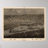 Vintage Pictorial Map of St. Paul Minnesota (1867)