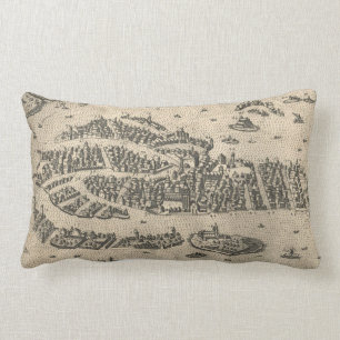 Vintage Pictorial Map of Venice Italy (1573) Lumbar Pillow