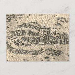 Vintage Pictorial Map of Venice Italy (1573) Postcard