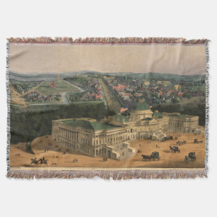 Vintage Pictorial Map of Washington D.C. (1852) Throw Blanket