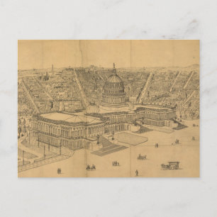 Vintage Pictorial Map of Washington D.C. (1872) Postcard