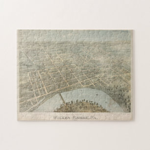 Vintage Pictorial Map of Wilkes Barre PA (1872) Jigsaw Puzzle