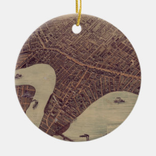 Vintage Pictorial Map of Winnipeg Canada (1884) Ceramic Ornament