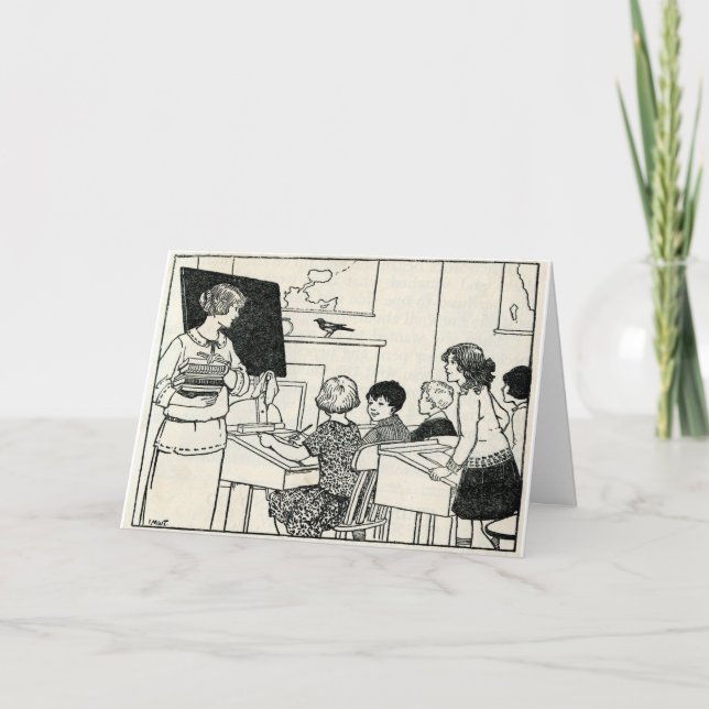 Vintage Picture Teacher Customizable Thank You Card (Front)
