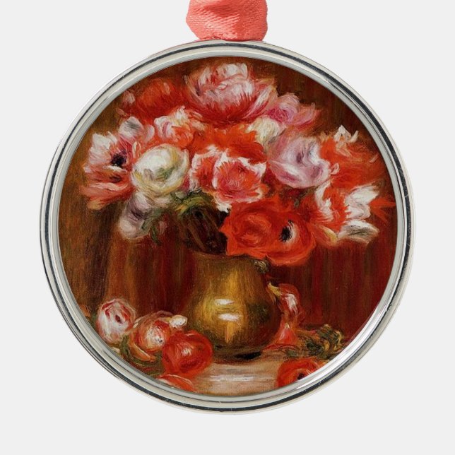 Vintage Pierre-Auguste Renoir Anemones Metal Ornament (Front)