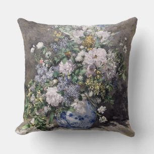 Vintage Pierre Auguste Renoir Spring Bouquet Throw Pillow