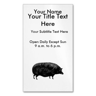 Vintage Pig Antique Print Magnetic Business Card