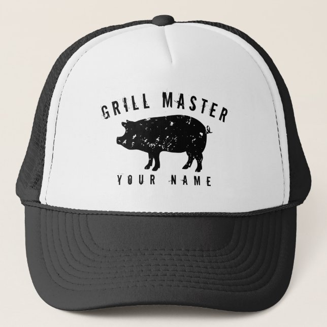 Vintage pig logo grill master hat for bbq king (Front)