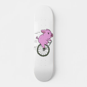 vintage Pig on monocycle   choose background color Skateboard