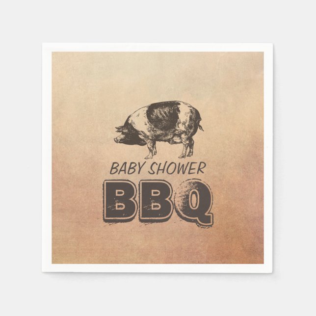 Vintage Pig Roast Baby Shower BBQ Napkin (Front)