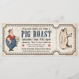 Vintage Pig Roast Ticket Invitations