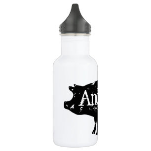 Vintage pig silhouette custom steel water bottle