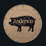 Vintage pig silhoutte custom dartboard<br><div class="desc">Vintage pig silhoutte custom dartboard. Rustic design with personalized text. Farm animal design. Upload your own image optionally.</div>