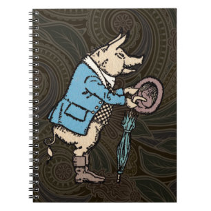 Vintage Pig Wearing Jacket Notebook