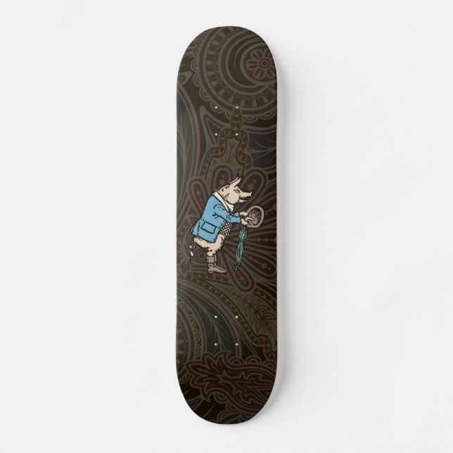 Vintage Pig Wearing Jacket Skateboard (Front)