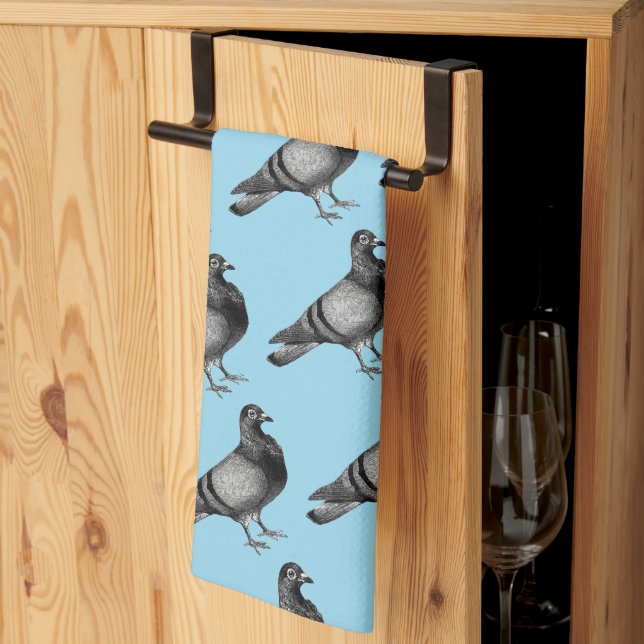 Vintage Pigeon gifts Tea Towel (Thirds Fold)