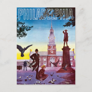 Vintage Pigeons in Philadelphia Travel Postcard