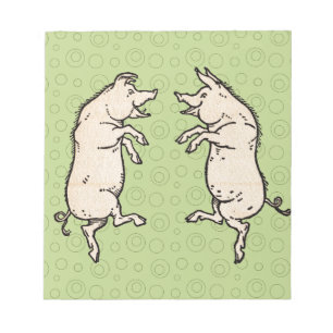 Vintage Pigs Dancing Notepad