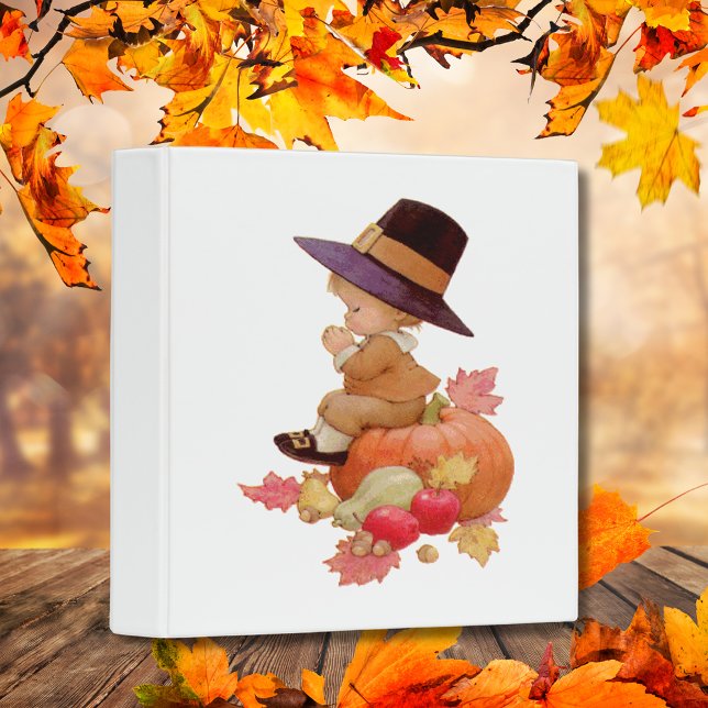 Vintage Pilgrim Boy Praying on Pumpkin Binder (Vintage Pilgrim Boy Praying on Pumpkin Binder)