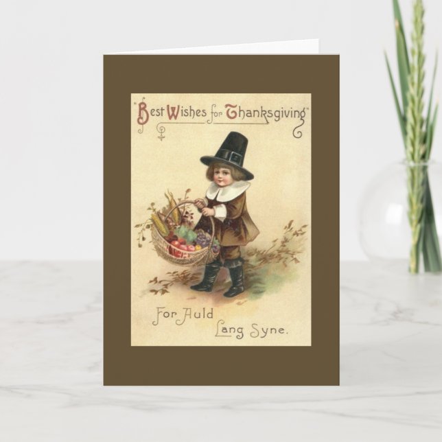 Vintage Pilgrim Thanksgiving Card (Front)