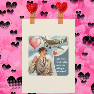 Vintage Pilot & Airplane Cute Valentine's Day Card