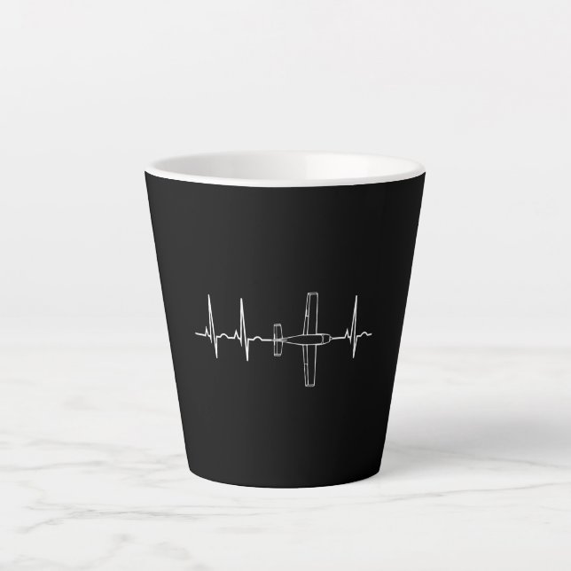Vintage Pilot Flying Sky Heart Gift Latte Mug (Front)