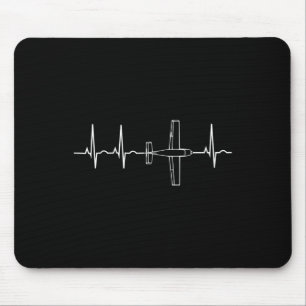 Vintage Pilot Flying Sky Heart Gift Mouse Pad
